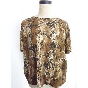 Zara Snake Print Graphic Tee Short Sleeve Women’s Size L Brown
